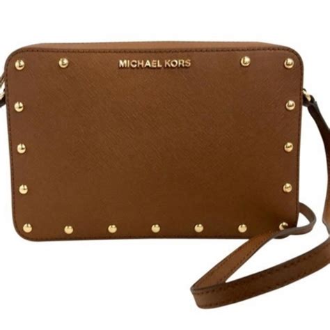 michael michael kors sandrine studded saffiano leather crossbody bag|michael kors saffiano tote bag.